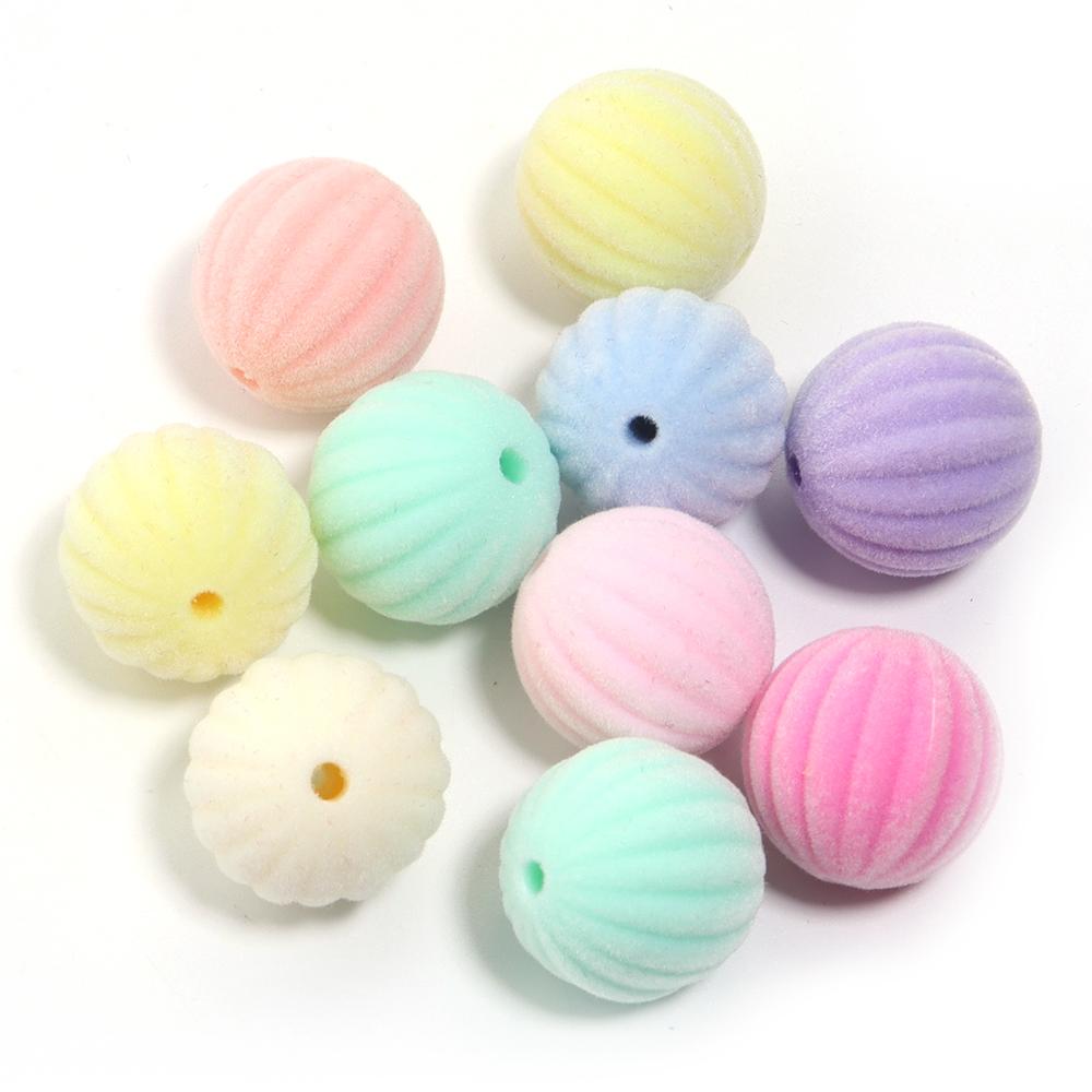 10 Stück Beflockte Acrylperlen Mischfarbe Mehrere Stile Spacer Anhänger Perle für Schmuckherstellung DIY Halskette Ohrringe Haarschmuck