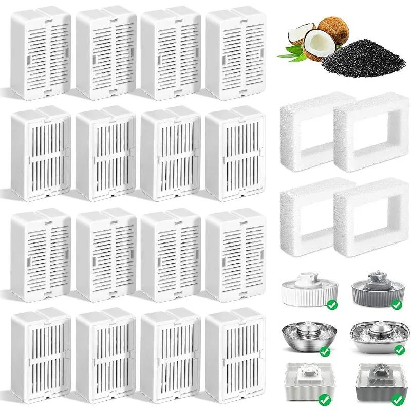 

16 Pack Replacement Filters for 360° CupCake Ceramic Pet Fountain Triple Filtration Pet Fountain Filter