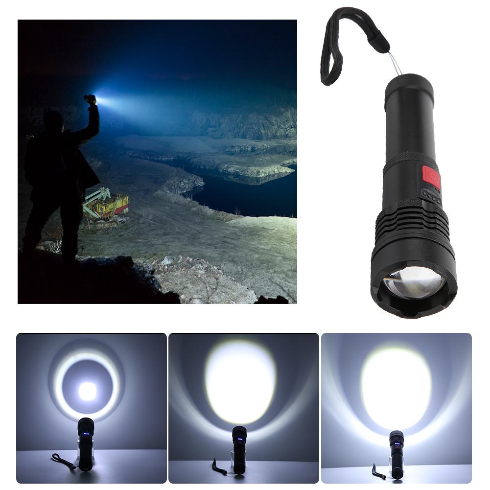XHP50 USB Rechargeable Torch Portable Flashlight Outdoor Camping Fishing Flashlight