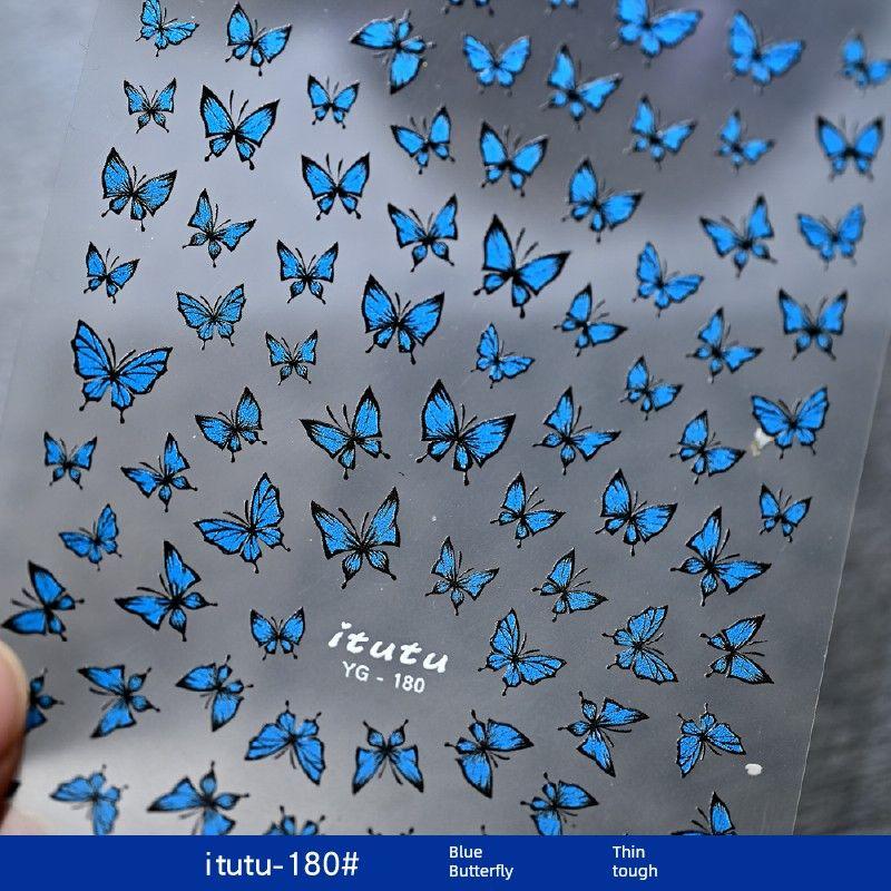 

Best Selling Blue Butterfly Fairy Cat Eye Nail Stickers Flash Blue Fairy Small Butterfly Small Pattern Adhesive Backing Stickers Blue Butterfly Thin Tough
