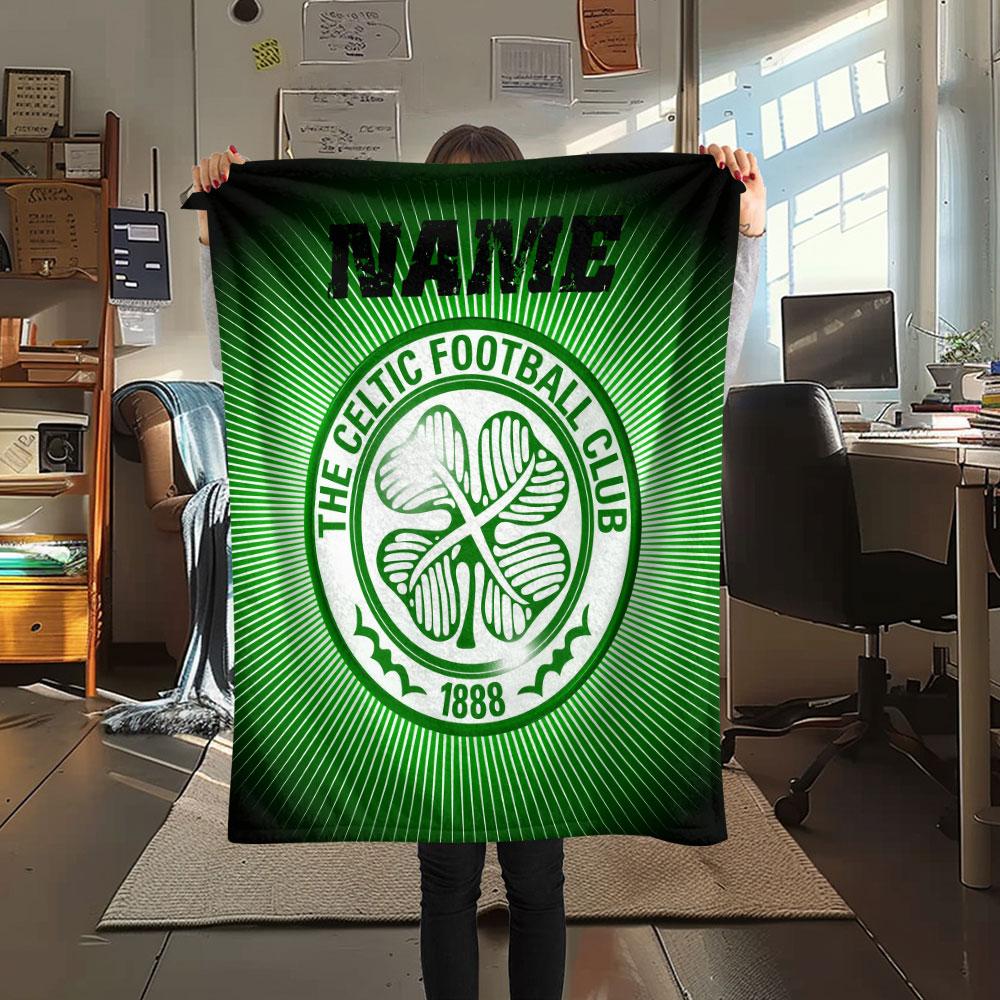 Custom Name,Celtic Football Club Printed Flannel Blanket, soft throw for bedroom sofa, washable, Christmas present, great gift.