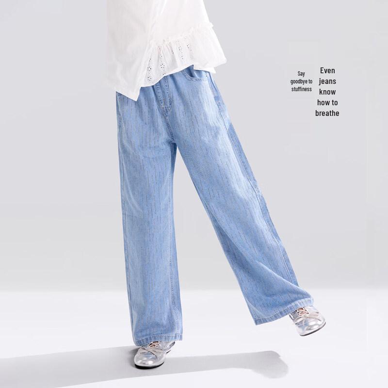 Girls Star Rhinestone Soft Denim Straight-Leg Jeans 130