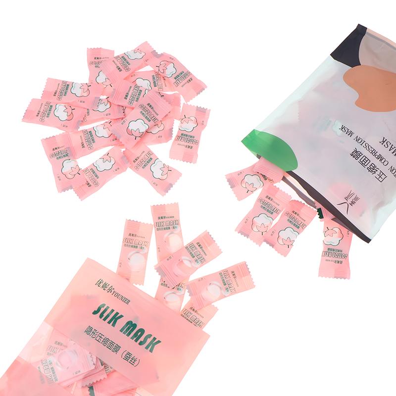 Candy Disposable Compressed Facial Mask 20/50/100Pcs Face Mask Facial Towel Coin Wrapped Tissues Paper Skin Care Silk/Cotton