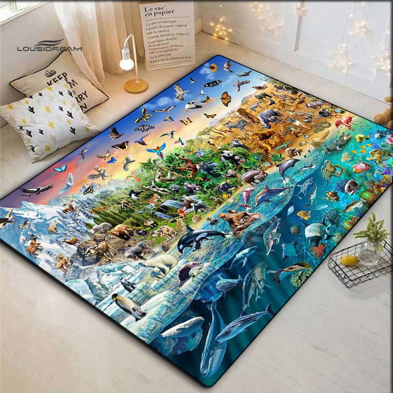 

Ocean Wildlife Area Rug, Sea Creatures Floor Mat 40x60cm( 15x23in )