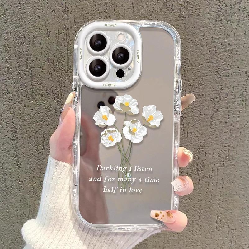 

Mirror Fresh Flowers Suitable for 13mini Apple 15 Mobile Phone Case IPhone 14plus Protective Case 13Promax iPhone 13mini