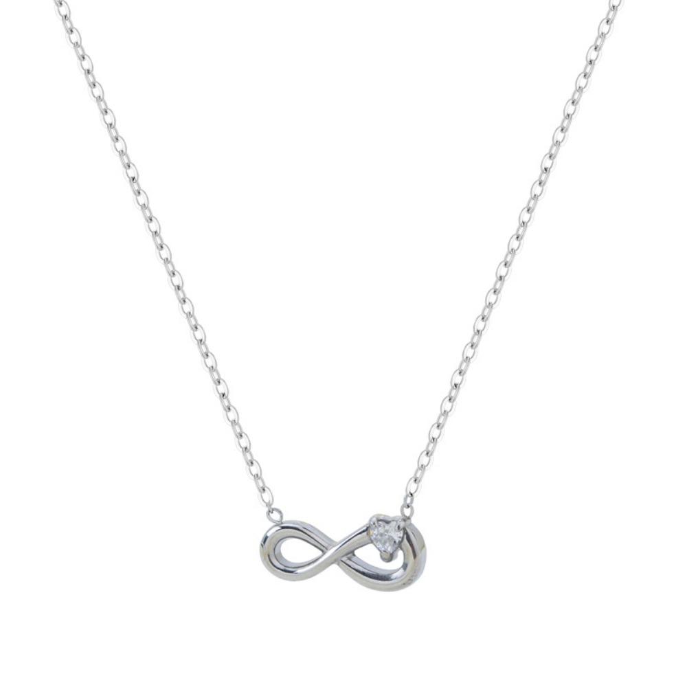Women Necklace Infinite Loop Titanium Steel Zircon Jewelry Fashion Hypoallergenic No Fade