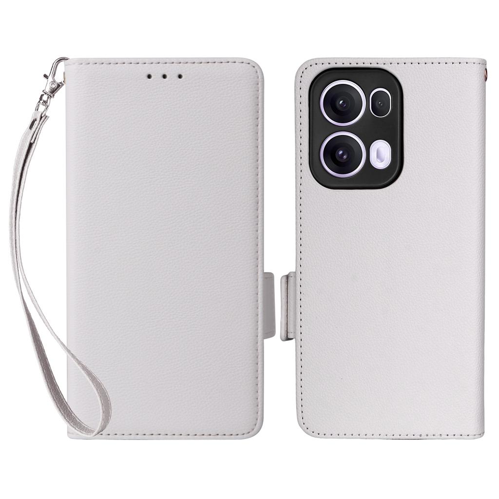 Für Oppo Reno13 Pro 5G Hülle mit Handschlaufe Litschi-Textur PU-Leder Brieftasche Handyhülle