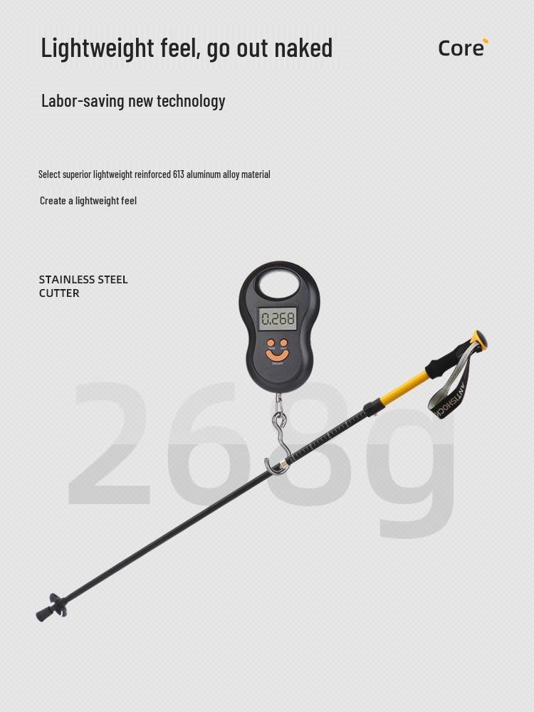 Ultralekki składany kij trekkingowy z włókna węglowego - Antypoślizgowy teleskopowy kij turystyczny i narciarski