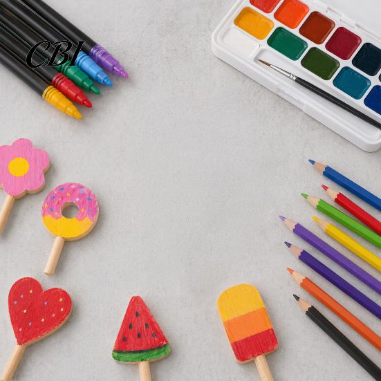 DIY Craft Stick Unfinished Wood Popsicle, Summer Ice Cream Shaped Wooden Popsicles Paint for Projects Home Decoration Supplies