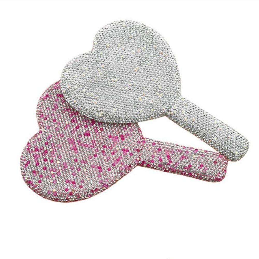 Strass-Kosmetik-Handspiegel Runde Quadratische Herzform Handspiegel Niedlicher Make-up-Spiegel