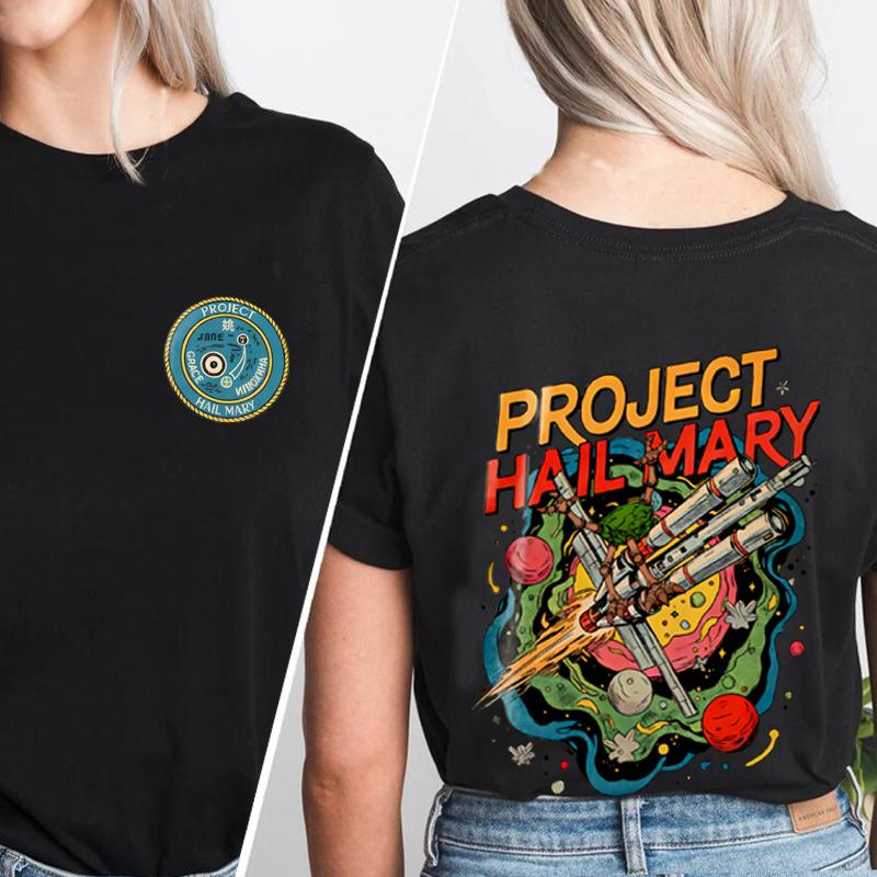 2026 Project Hail Mary Buch Zwei Zweiseitiges T-Shirt Unisex und Damen Neu Sommer 100% Baumwolle Kleidung Lässige Mode Rou Unisex Oberteile