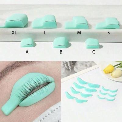 7 paia di cuscinetti in silicone per permanente ciglia blu, cuscinetti arriccianti per lifting ciglia, con guida alle taglie, accessori ipoallergenici e riutilizzabili