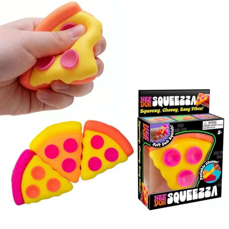 Schylling Needoh Pizza Sensory Fidget Cube Stress Relief Squishy Cube Anti-Anxiety Squeeze Object For Focus Adhd Population