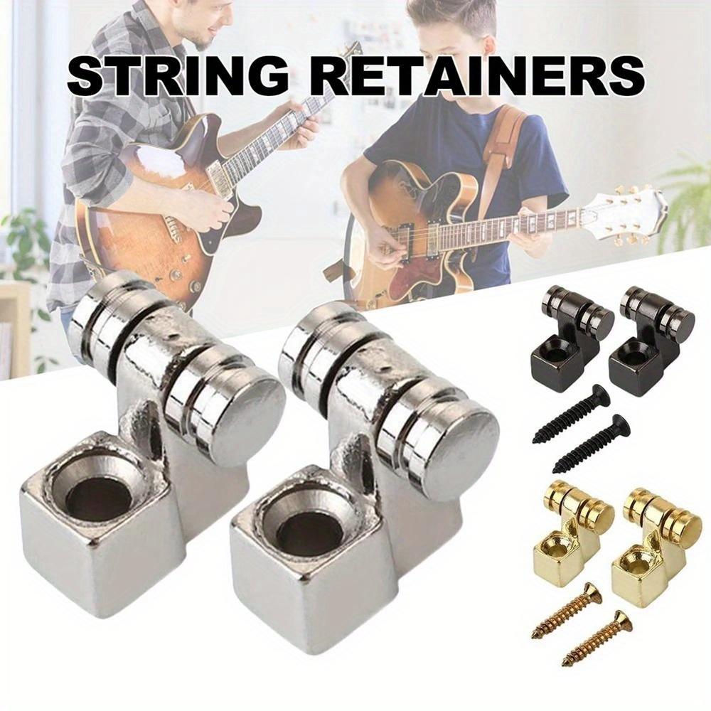 2pcs Electric Guitar Chrome Roller String Trees Retainer Mounting Tree Guide Silvery Black Golden 3 Colors