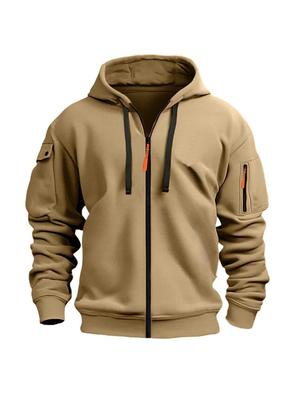 Herren Kapuzenpullover mit Reißverschluss und vielen Taschen - Lässige Sportbekleidung Frühling/Herbst 2025