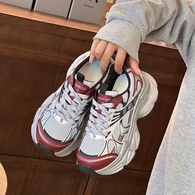 Zapatos de Malla con Cordones para Mujer, Zapatillas Deportivas para Correr, de Caña Baja, Antideslizantes, Casuales para Mujer, Zapatillas de Plataforma Casuales para Mujer 35-40