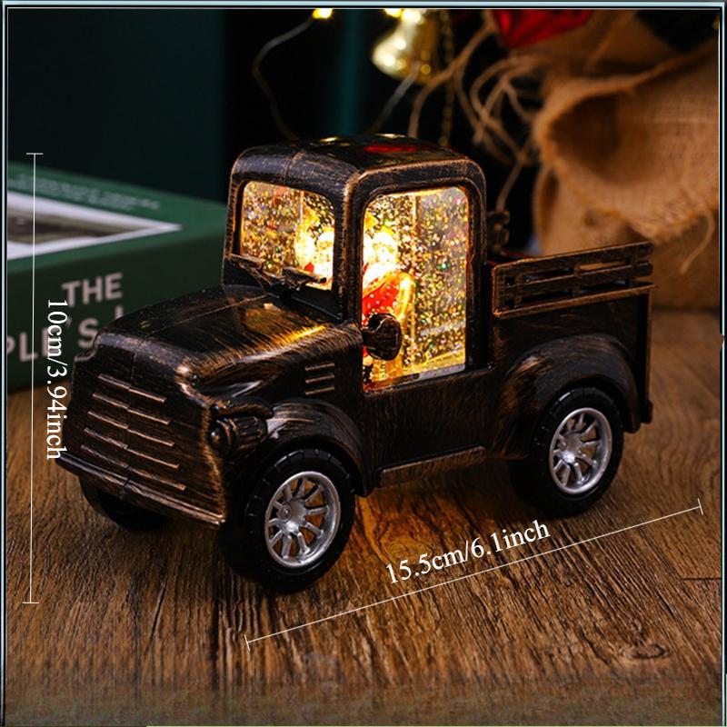 Christmas Water-filled Snow Truck Lights Car Toy Container Truck Decoration Crafts Ornaments Gifts