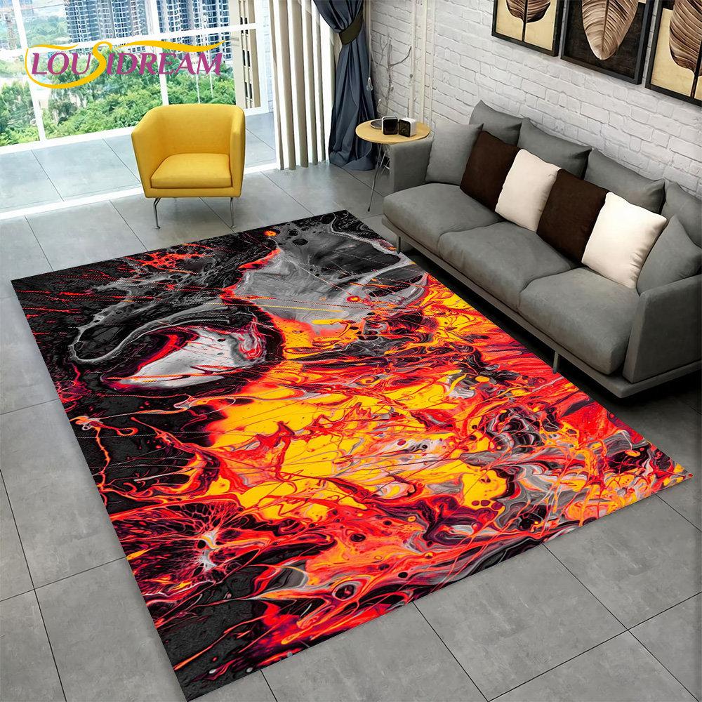 3D Volcano Lava Magma Area Rug Large,Carpet Rug for Living Room Bedroom Sofa Doormat Decoration,Kid Play Non-slip Floor Mat Gift
