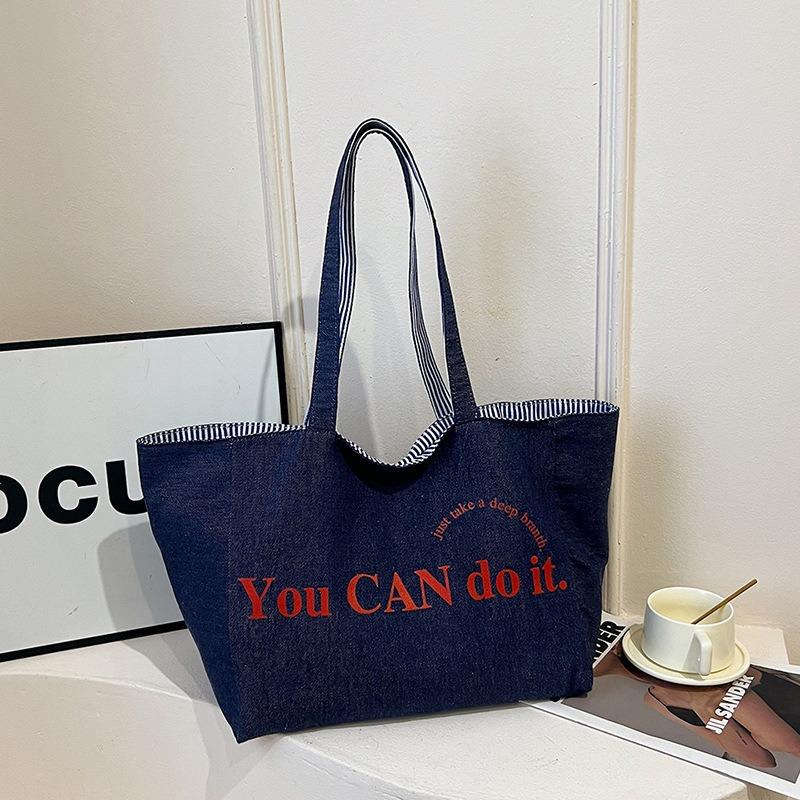 2025 New Colorful Reversible Canvas Tote Bag Striped Shoulder Bag