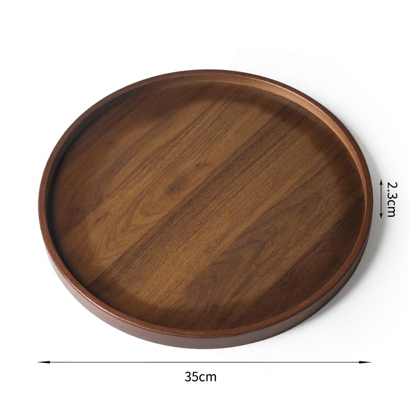 Creative Walnut Dessert & Fruit Plate with Teacup Holder - Bamboo & Wood Tea Tray