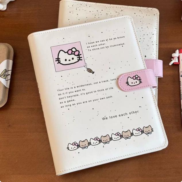 A5 PU Leather Magnetic Buckle Cute Cartoon Diary with Card Holder