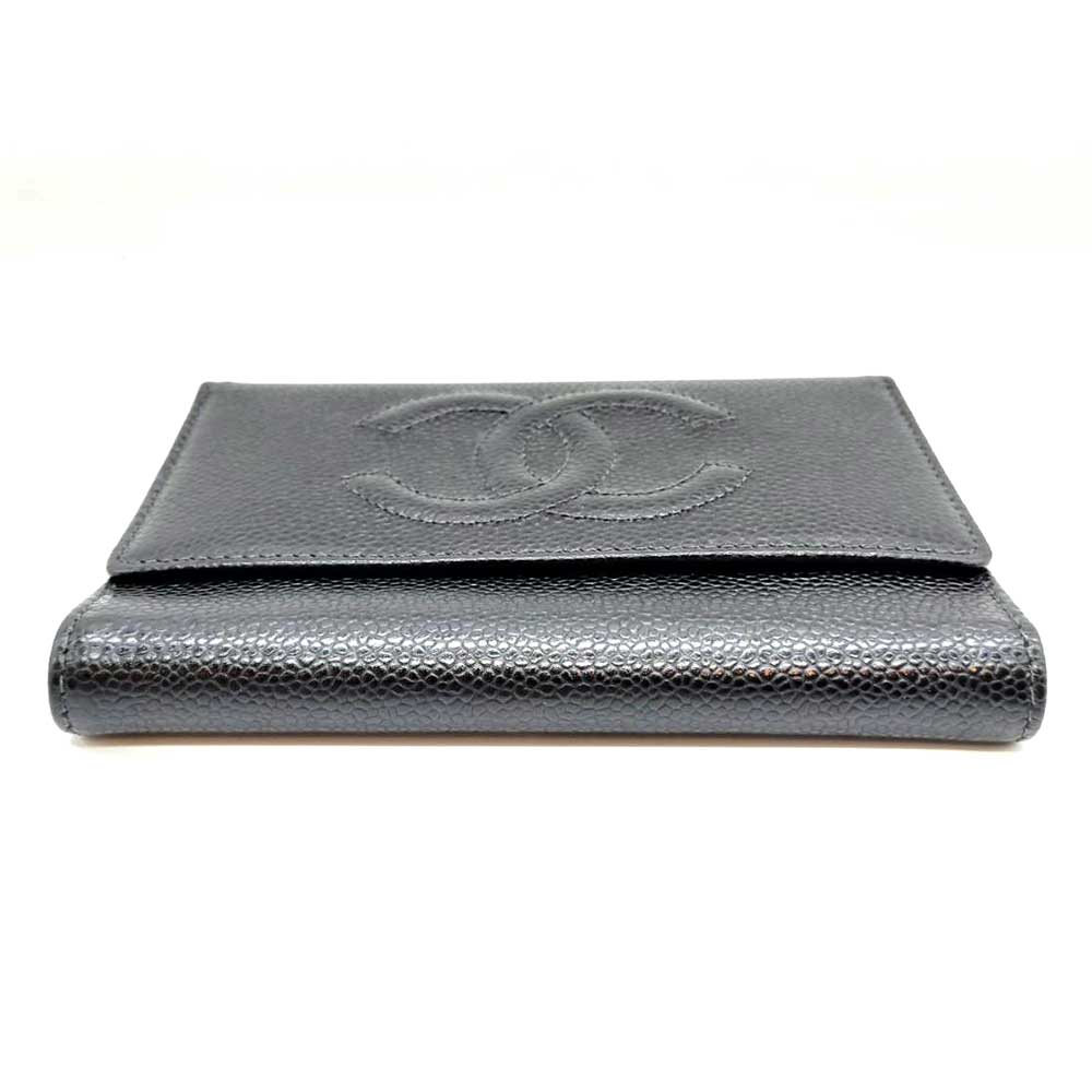 Used CHANEL COCO MarkTri-fold wallet leather Women