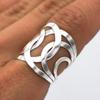 Vintage Hand Carved Women's Ring Ethnic CopperColor Metal Geometry Hollow Daily Wear Party Jewelry Anniversary Gift