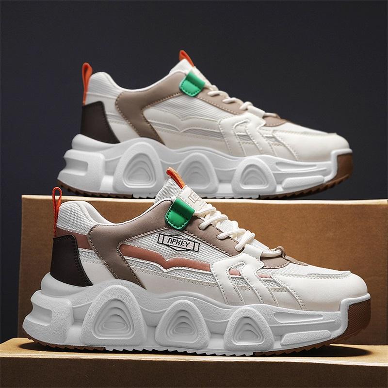 New Thick Sole Multi-functional Bulky Men's Trend Shoes Soft Sole Sports Shoes  Mesh Lace-up Breathable Casual Sports Shoes