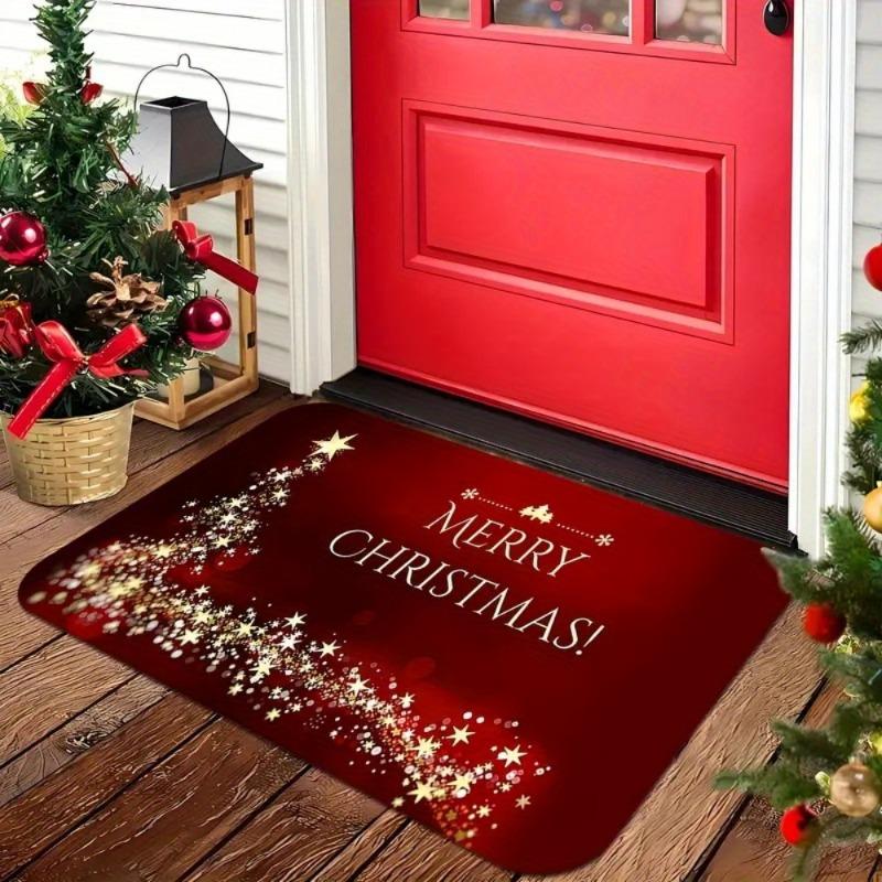 1pc Merry Christmas Print Pattern Rug Kitchenware Printed Floor Mat Perfect Gift for Home for Christmas Halloween Decoration