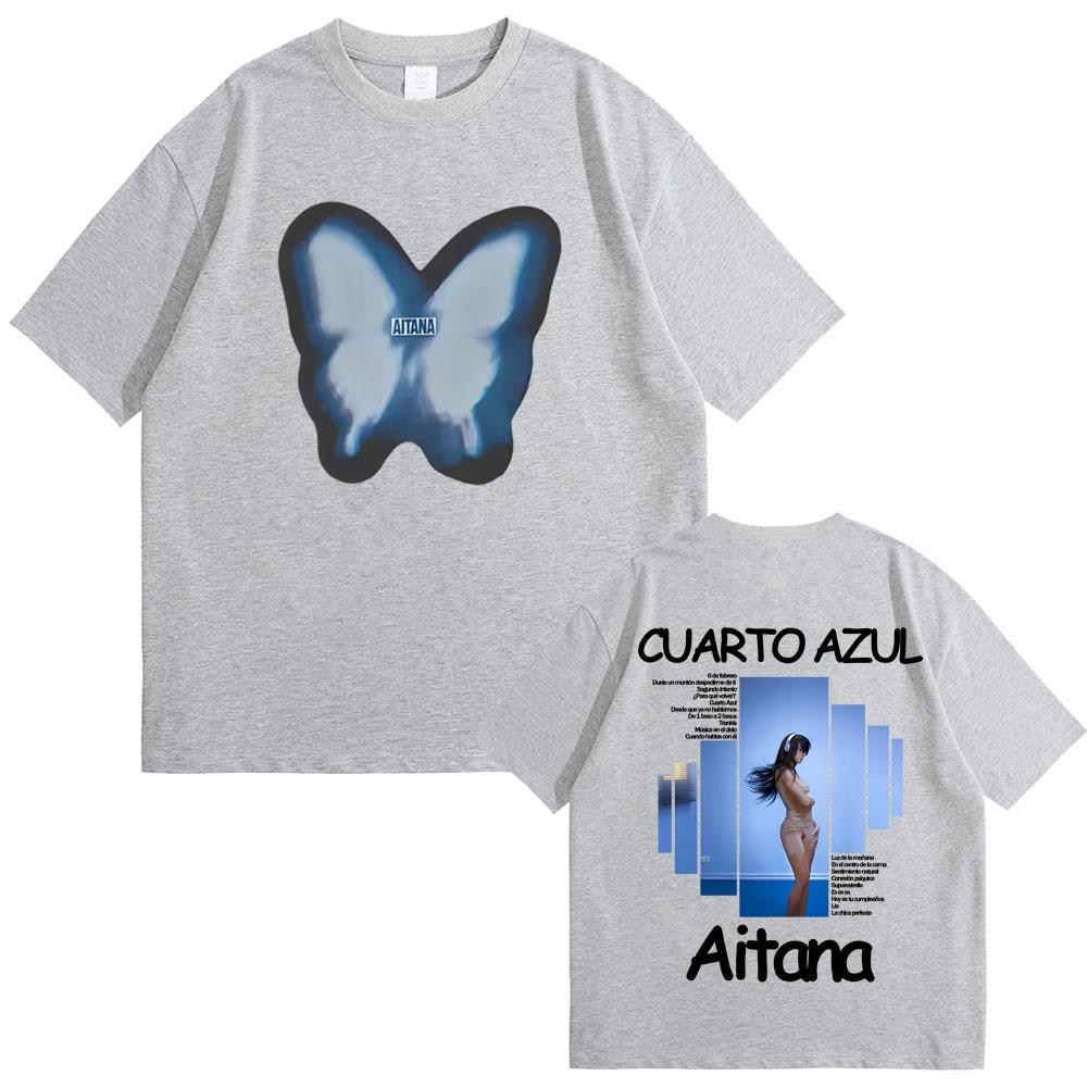 Hot Sale Singer Aitana Cuarto Azul Album Graphic Tshirt Men Women Fashion Pop Music T Shirts Cotton Casual Oversized Tshirts