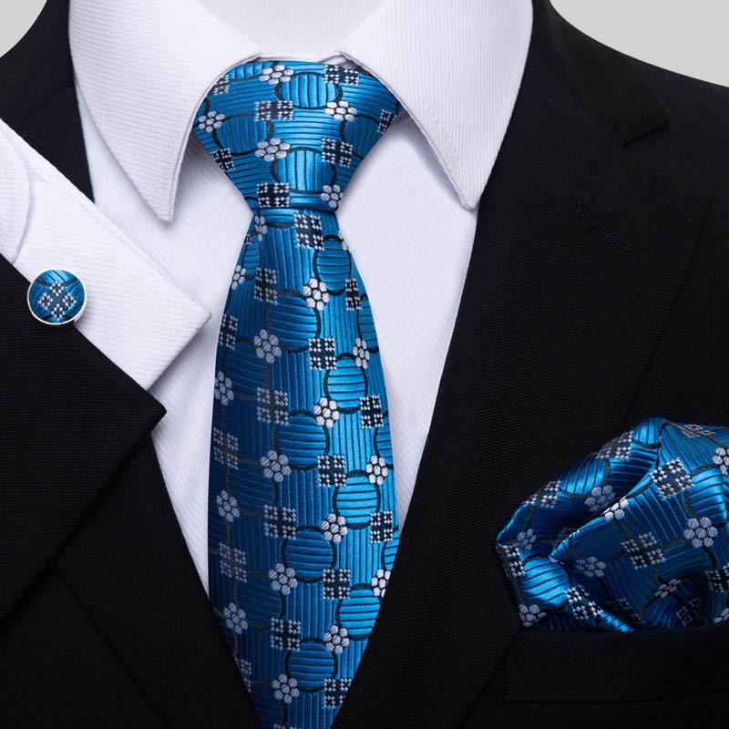 Men's Business Formal Tie Set: Includes Tie, Pocket Square & Cufflinks for Evening Parties. Fashionable & Popular.