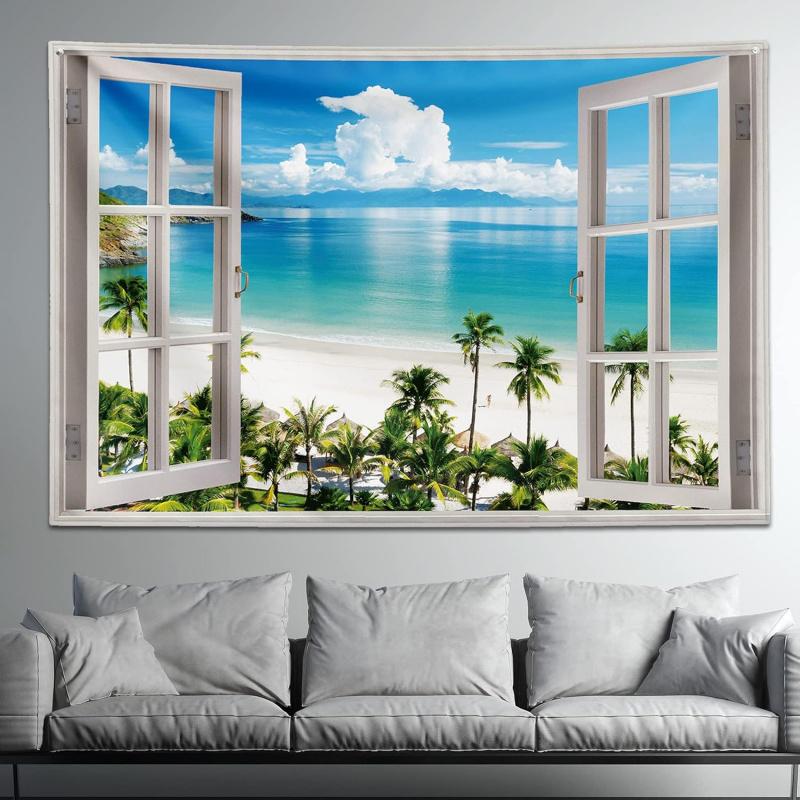 VIKAMA Beach Wall Tapestry Tropical Palm Tree Hanging Decor Perfect for Living Rooms to Create a ResortStyle Ambiance
