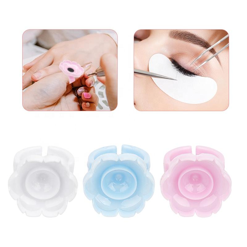 100 Pcs Disposable False Eyelash Flower Glue Cup Ring Holder Tattoo Pigment Eyelash Extension Tool Accessories