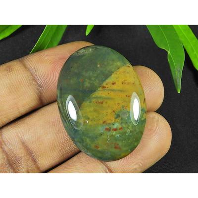 27X37X07MM Natural Red Bloodstone Oval Shape Cabochon Loose Gemstone 61Cts. SK-3565