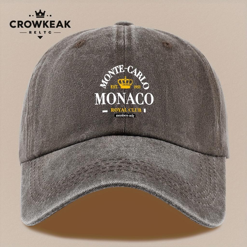 Casquette de baseball Vintage Monaco Royal Club Imprimé Snapback Réglable Chapeau Léger Unisexe pour Pêche en Plein Air Plage BBQ