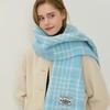 Wool Blended Line Checked Muffler - Light Blue
