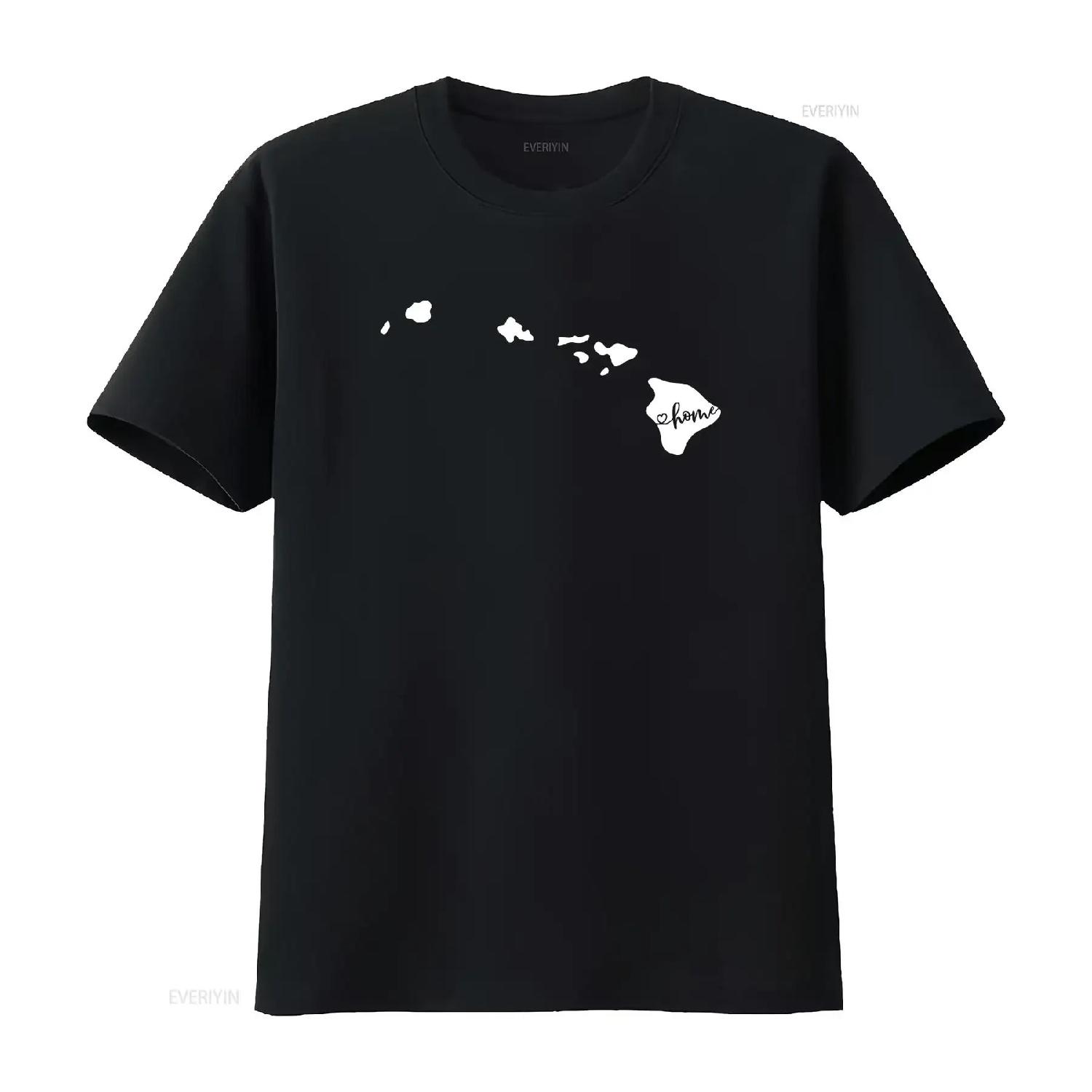 

Hawaii State T Shirt vintage Washed Casual Comfortable fashion streetwear Breathable Slightly Stretched Versatile S чёрный