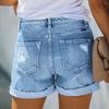 2021 Bestseller Elastische Zerrissene Damen-Denimshorts