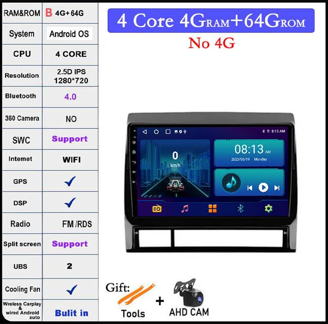 9 Lnch Android 14 For Toyota Tacoma 2 N200 Hilux 2005-2015 Car Radio 4G+WIFI Navigation GPS Multimedia Video Player Carplay Auto