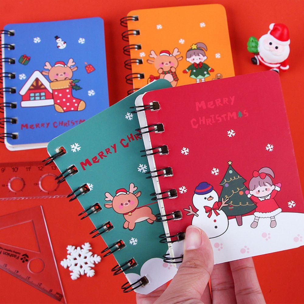 Loose-leaf Mini Notebook Cute Side-flip Coil Book 40sheets Christmas Coil Notepad  Office Supplies