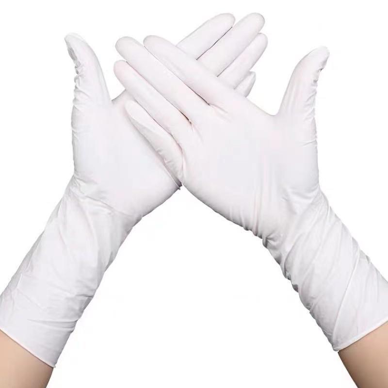 Manluo Thickened Extended White Nitrile Gloves L