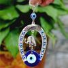 Ornament Horseshoe with Elephant Rear View Mirror Car Pendant Glass Decoration Hanging Ornament Evil Eye Navy Blue