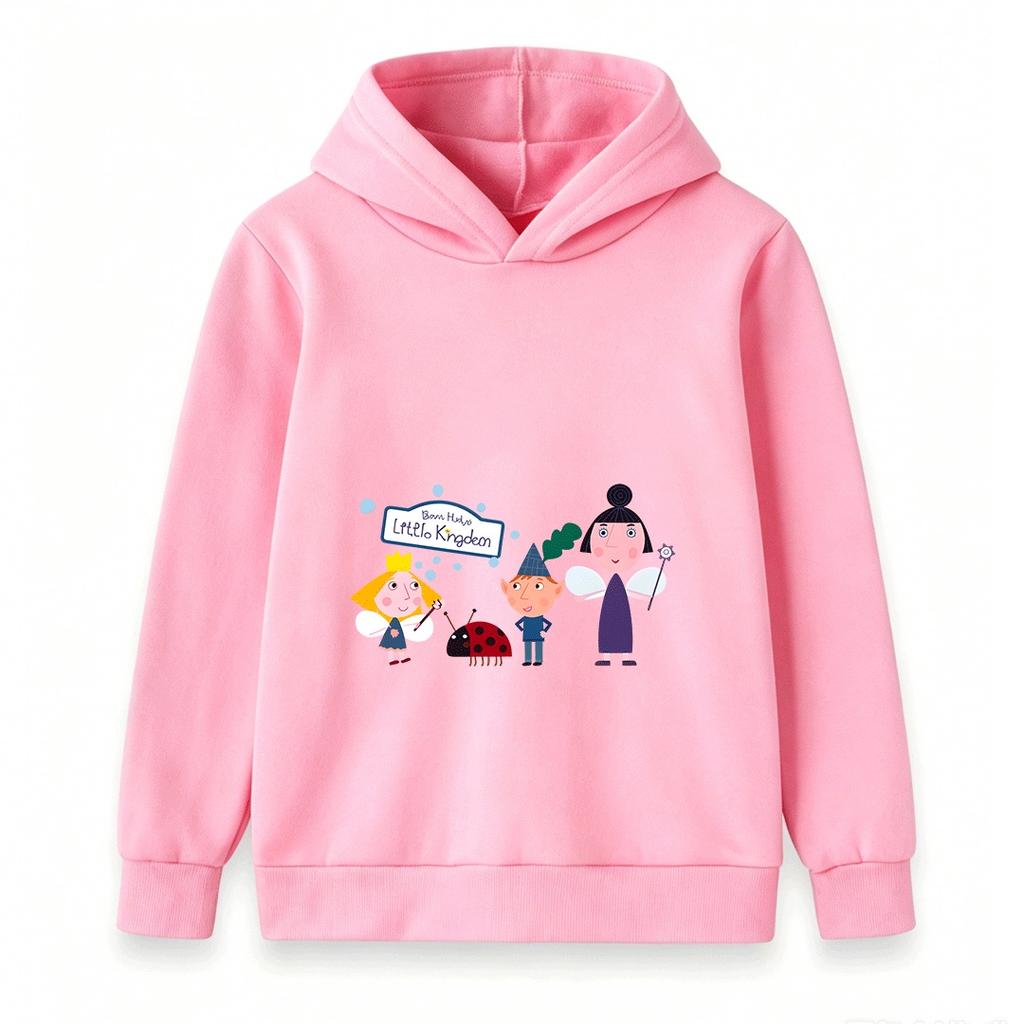 Kids Boys Girls Cartoon Fairy Dwarfs Print Hooded Sweatshirt Casual Pullover Hoodie for Children Daily Wear