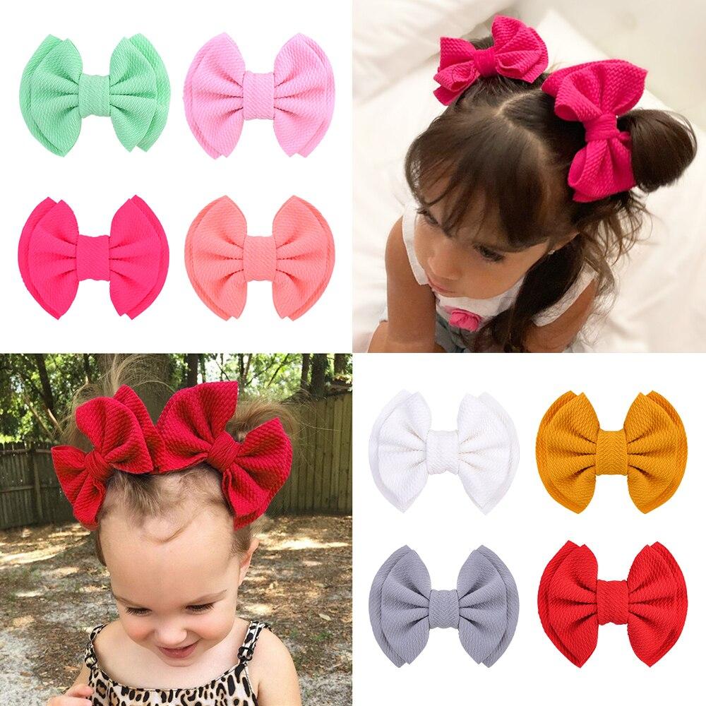 💰Kaufe 4.7 Inches 1Pc Solid Double Layer Hair Bows For Baby Girls