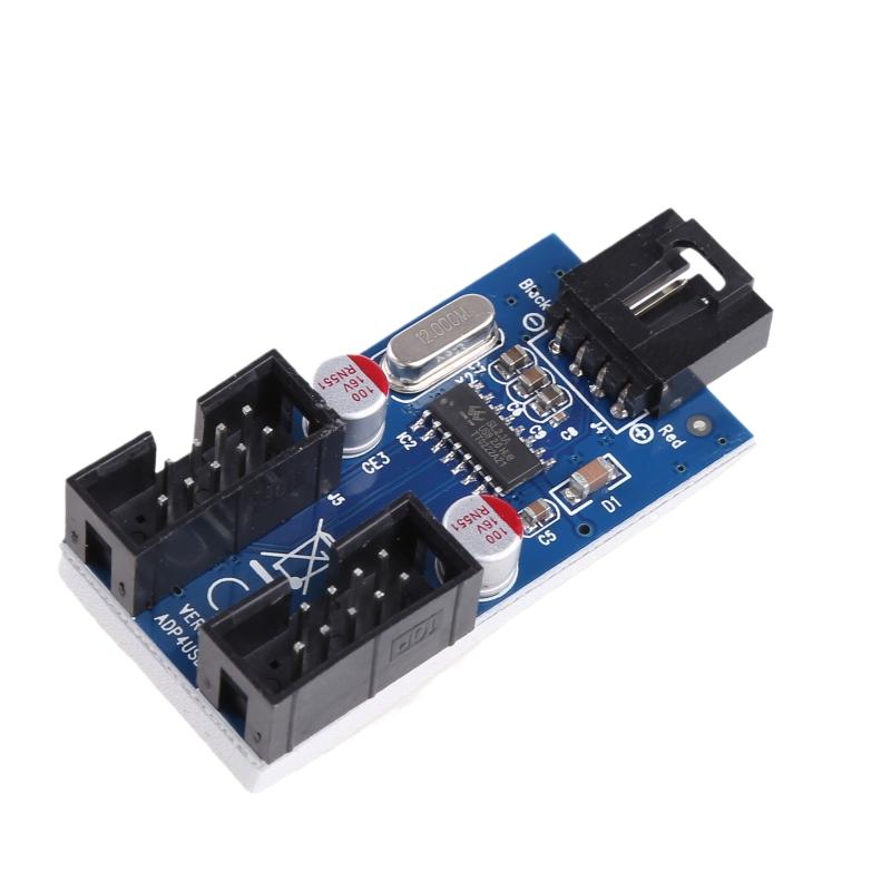9pin USB Header Male 1 to 2 Female Extension Card USB 2.0 Splitter Cable Connector for Motherboard, Adapter Port