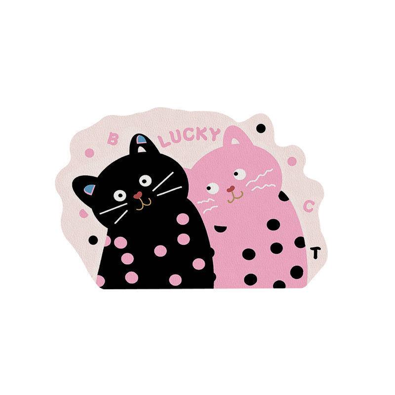 Instagram Style Cute Cat Bathroom Mat Non-slip Absorbent Quick-drying Mat Toilet Shower Room Door Carpet Easy To Care For