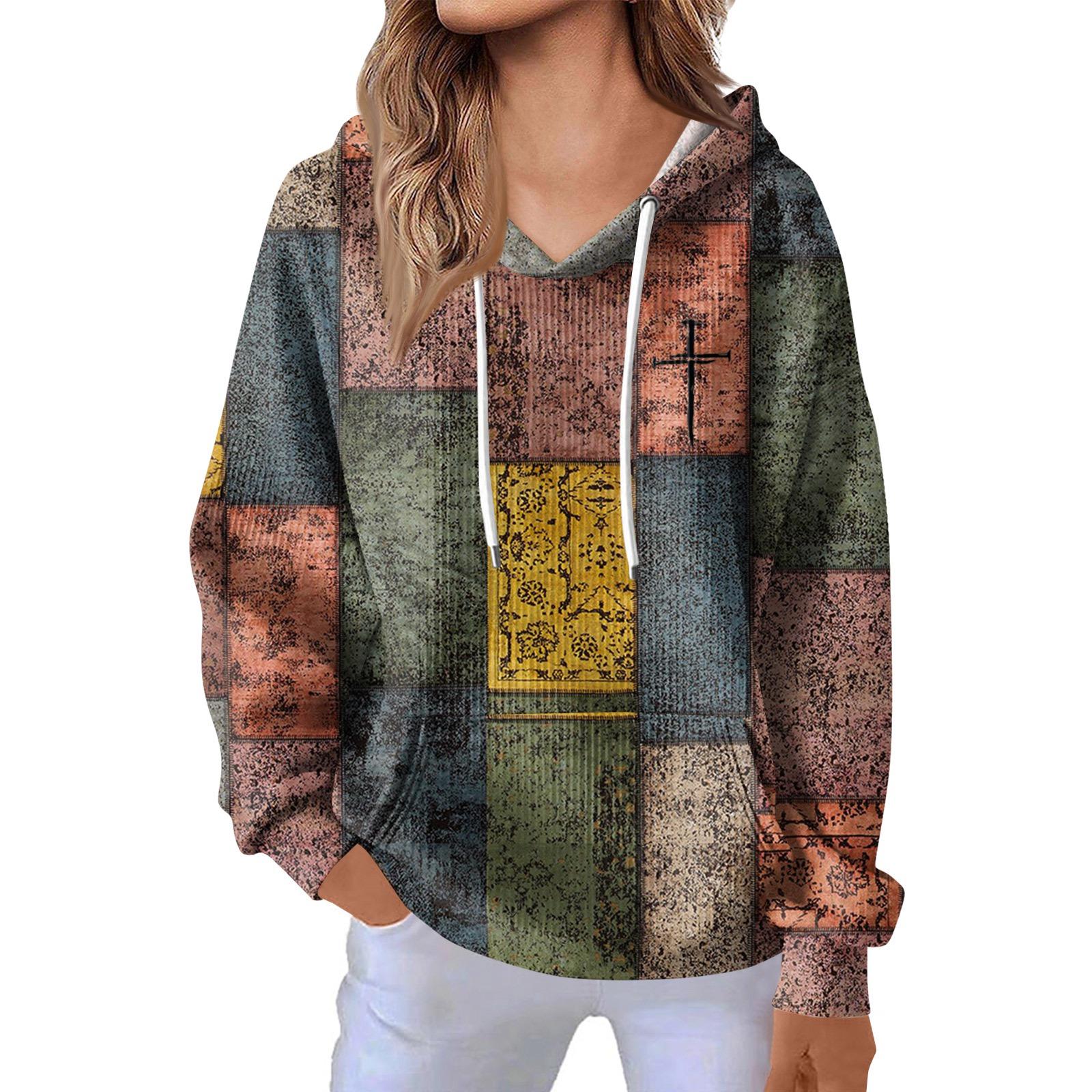 

Женская мода Повседневные толстовки с капюшоном и длинным рукавом однотонные топы XL