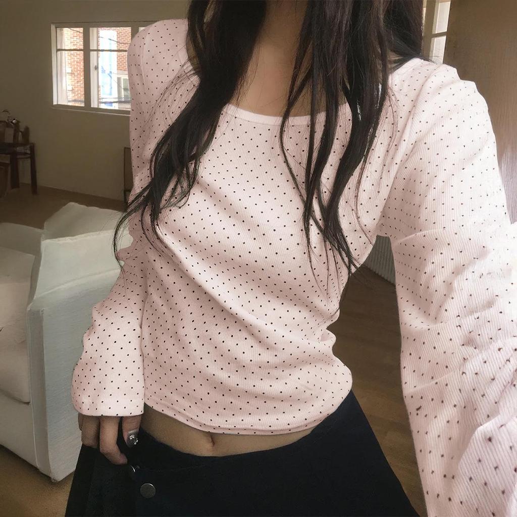 Di Yun Women's Casual Long Sleeve Base Shirt - European & American Style, 2025 Autumn/Winter Collection.