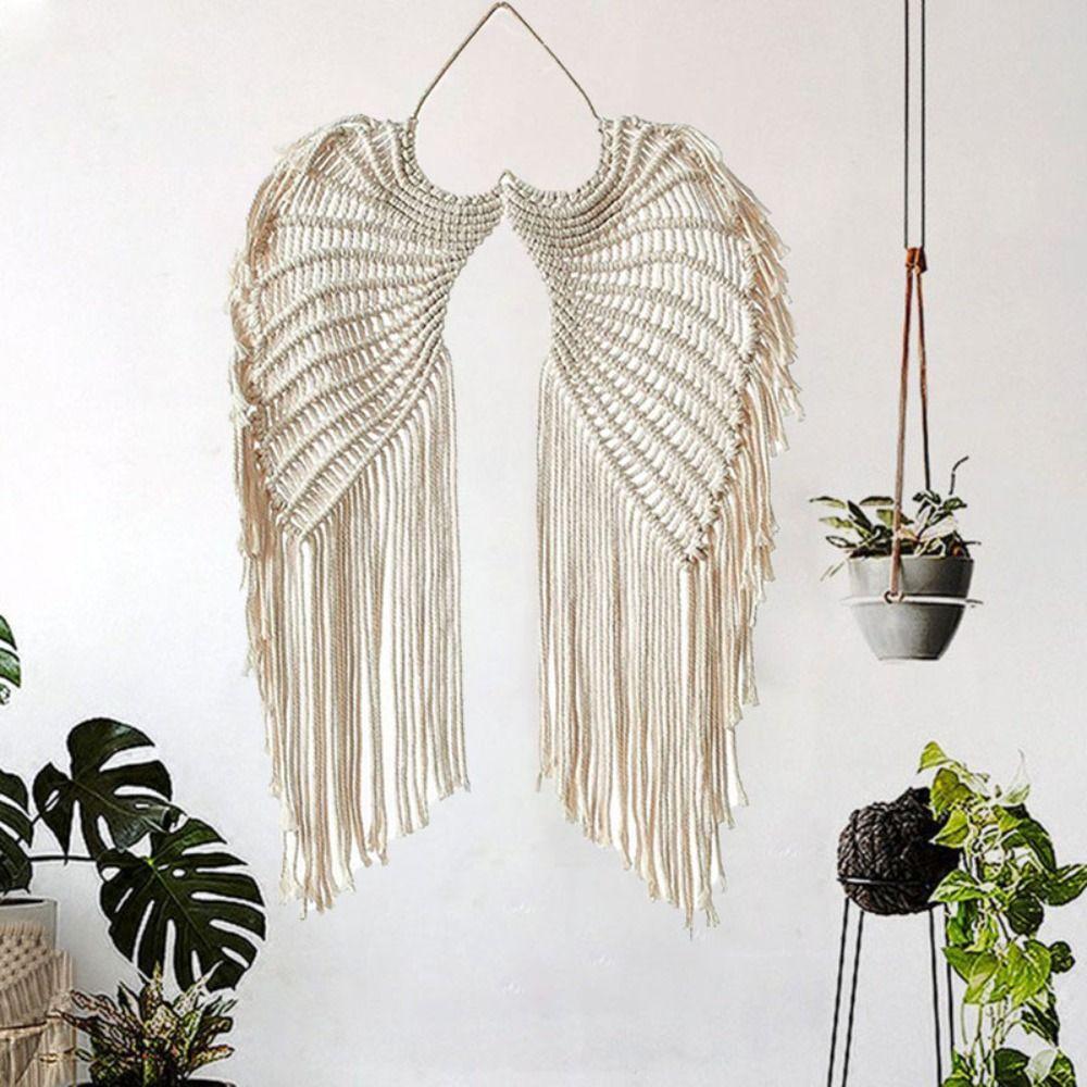Macrame Wing Tapestry with Tassels Background Wall Decoration Wall Hanging Ornaments  Bedroom