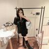 Summer ice silk thin pajamas women's pure lace short-sleeved lapel loungewear suit can be worn outside